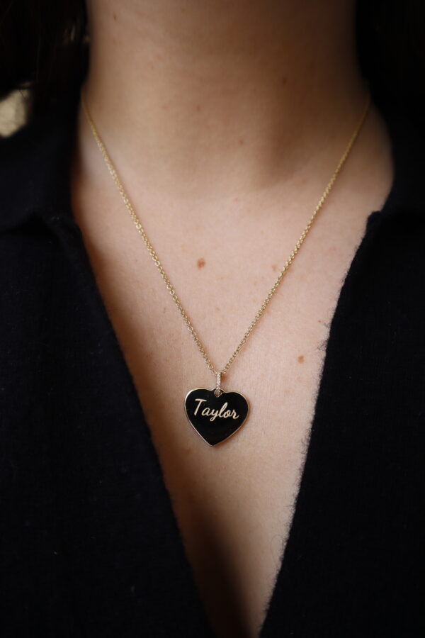 14KT Gold Heart Engraveable Pendant Necklace