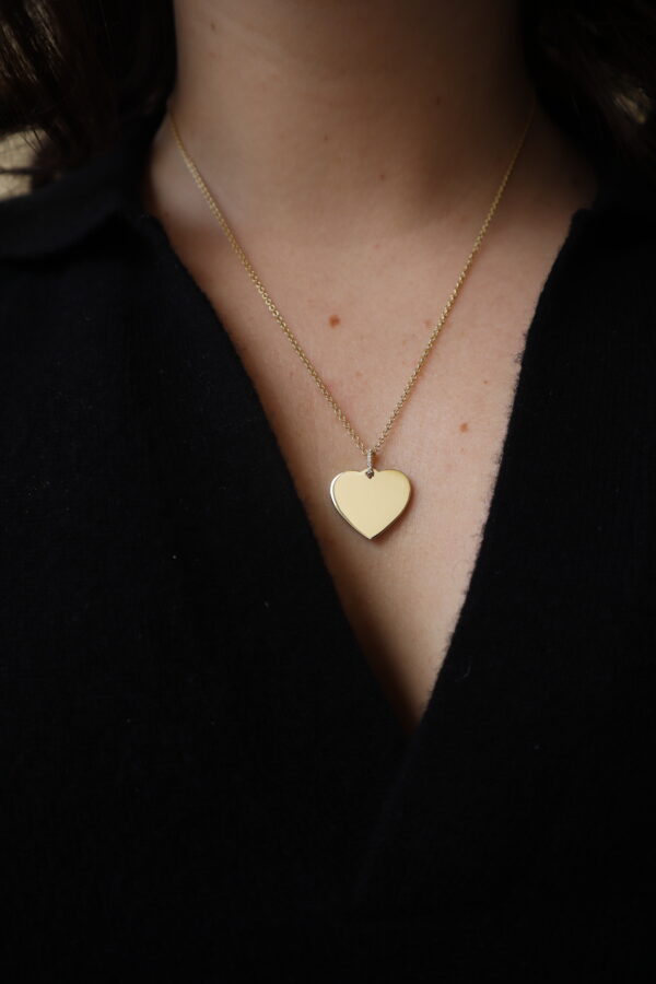 14KT Gold Heart Engraveable Pendant Necklace